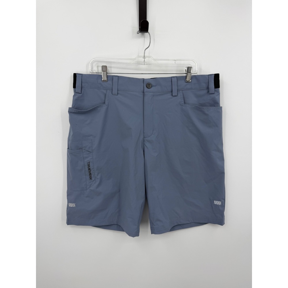 TrueWerk cloud WerkShort Men XL Blue Grey Technical Utility Cargo Work Shorts
